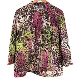 Chico's Shacket Women's Size XL Multicolor Leopard Print Lightweight Top